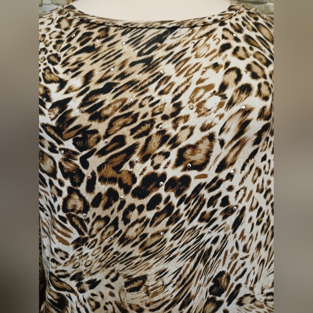 Womens XL Rafaella Leopard Print Long Sleeved Blouse - Picture 2 of 5
